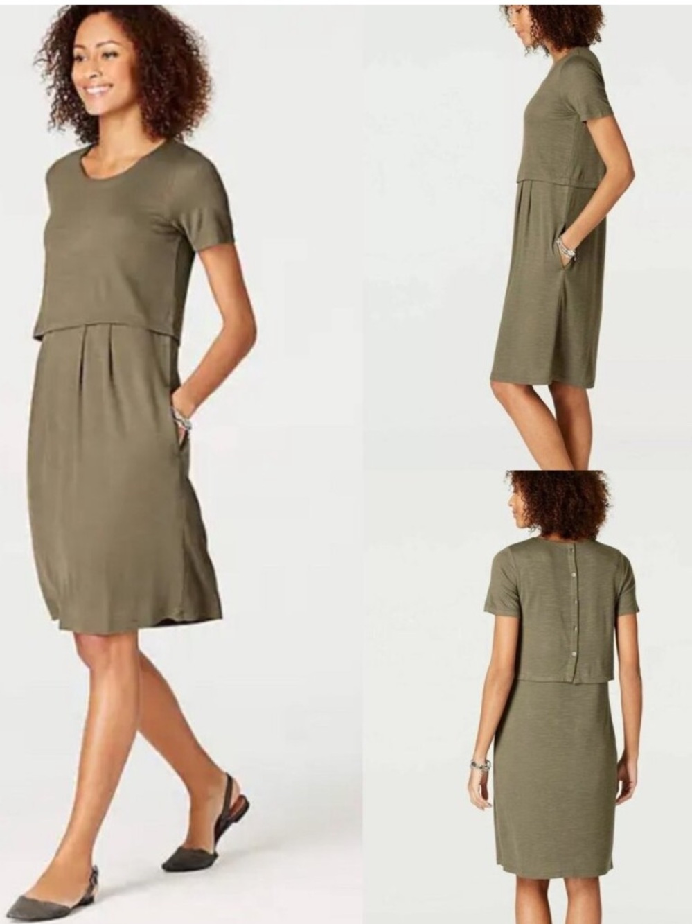 J. Jill Layered Button Back Dress English Moss NWT MT Medium Tall - Picture 12 of 12